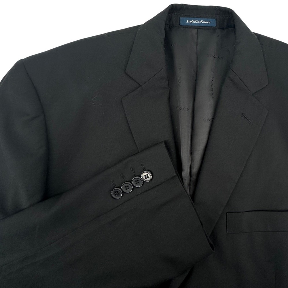 Rochas Blazer Jacket Mens 44R Black Suitcoat Silk Wool Blend Classic Luxury‎